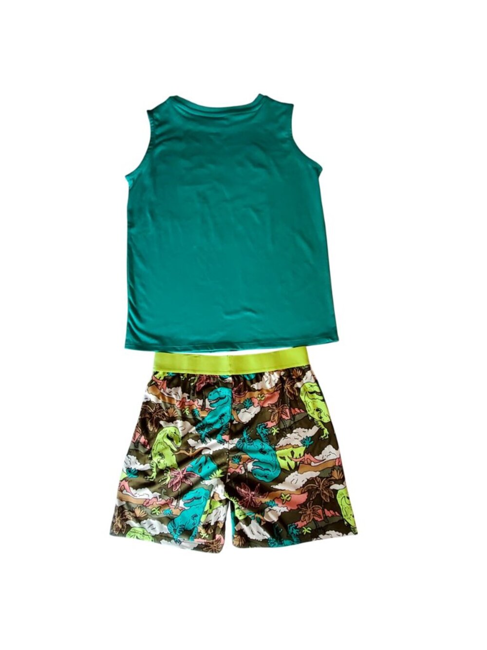 Cat & Jack Kids Dinosaur Pajama Set Sleeveless Top & Shorts Size L 10/12 Green - Picture 2 of 11